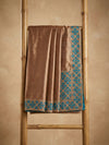 Indiehaat | Silkmark Tussar Silk Embroidery Saree Brown