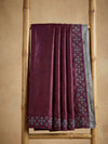 Indiehaat | Silkmark Tussar Silk Embroidery Saree Wine