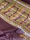 Indiehaat | Silkmark Tussar Silk Meenakari Saree Wine