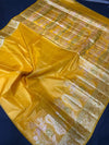 Indiehaat | Silkmark Tussar Silk Meenakari Saree Yellow