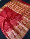 Indiehaat | Silkmark Tussar Silk Meenakari Saree Red