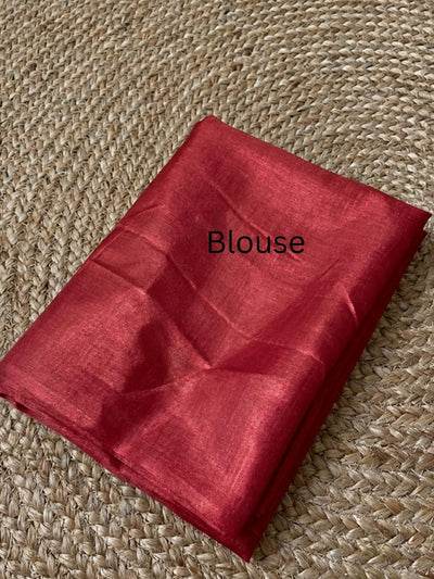 Indiehaat | Silkmark Tussar Silk Meenakari Saree Red