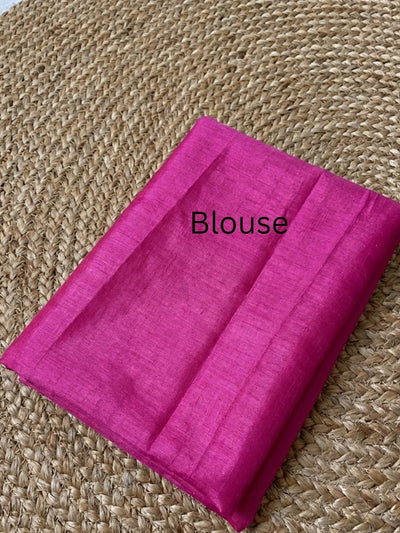 Indiehaat | Silkmark Tussar Silk Meenakari Saree Pink