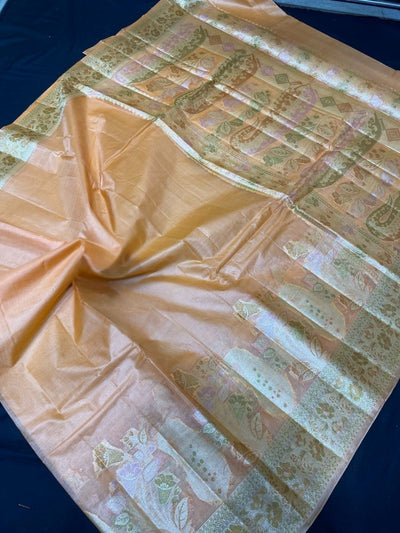 Karigari Noor Silkmark Tussar Meenakari Saree Peach