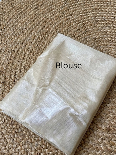 Indiehaat | Silkmark Tussar Silk Meenakari Saree Gray