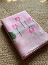 Indiehaat | Handloom Silk Linen Jamdani Saree Pink