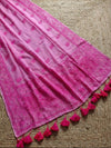 Indiehaat | Pure Mul Cotton Chikankari Saree Pink