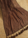 Indiehaat | Pure Mul Cotton Chikankari Saree Brown