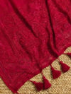 Indiehaat | Pure Mul Cotton Chikankari Saree Red