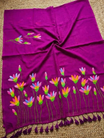 Indiehaat | Pure Mul Cotton Hand Printed Saree Pink