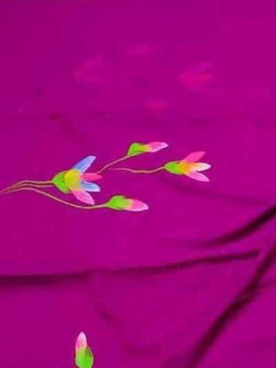 Indiehaat | Pure Mul Cotton Hand Printed Saree Pink