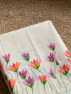 Indiehaat | Pure Mul Cotton Hand Printed Saree White