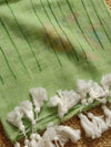 Indiehaat | Pure Mul Cotton Hand Printed Saree Green