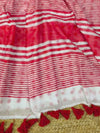 Indiehaat | Pure Mul Cotton Handloom Saree White & Red