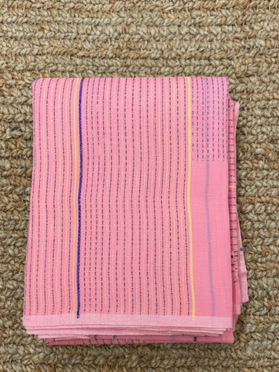 Indiehaat | Pure Cotton Embroidery Saree Pink