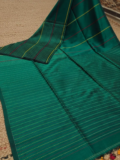 Indiehaat | Pure Cotton Embroidery Saree Green