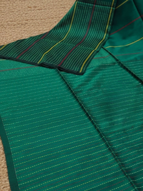 Indiehaat | Pure Cotton Embroidery Saree Green