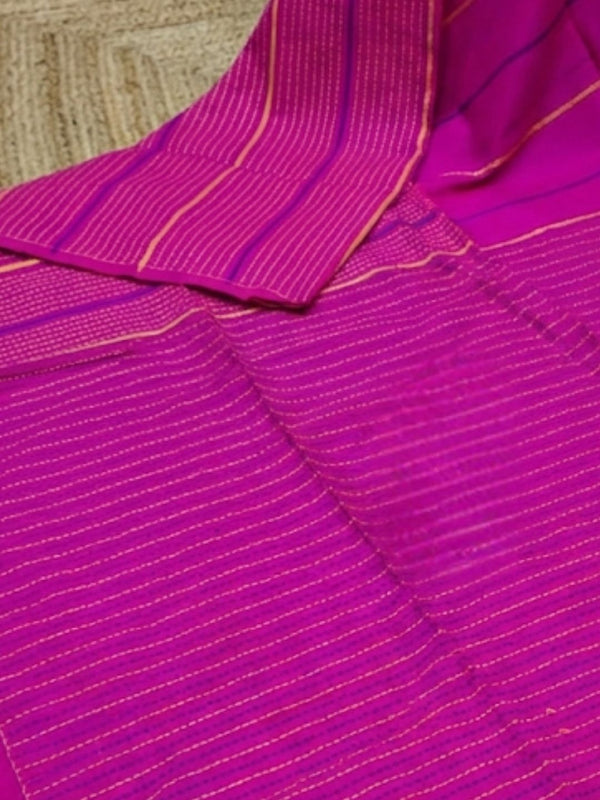 Indiehaat | Pure Cotton Embroidery Saree Pink