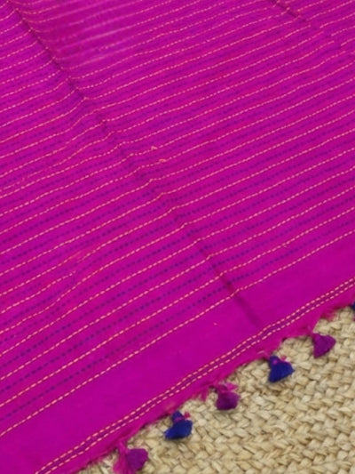 Indiehaat | Pure Cotton Embroidery Saree Pink