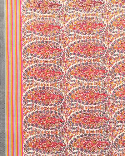 Indiehaat | Kashmiri Silk Printed Saree Red & Brown
