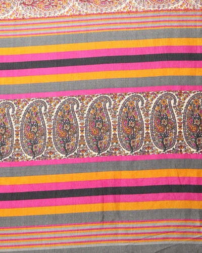 Indiehaat | Kashmiri Silk Printed Saree Red & Brown