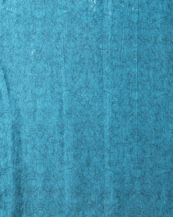 Indiehaat | Kashmiri Silk Printed Saree Off-White & Teal