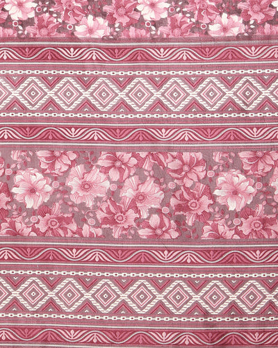 Indiehaat | Kashmiri Silk Printed Saree Maroon & Deep Pink