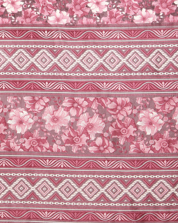 Indiehaat | Kashmiri Silk Printed Saree Maroon & Deep Pink