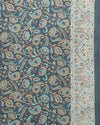 Indiehaat | Kashmiri Silk Printed Saree Dark Grey & Teal 