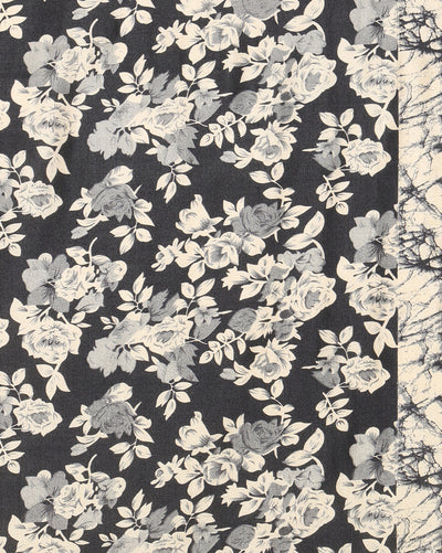 Indiehaat | Kashmiri Silk Printed Saree Black & Beige