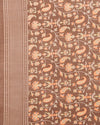 Indiehaat | Kashmiri Silk Printed Saree Brown & Dark Brown