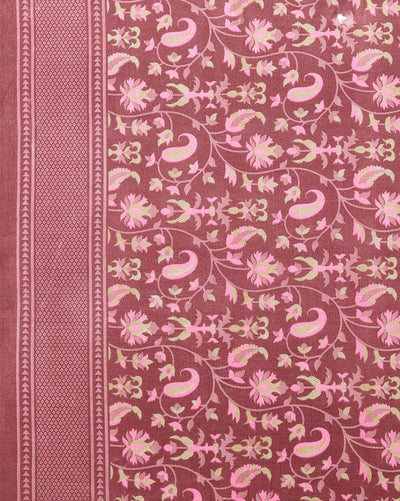 Indiehaat | Kashmiri Silk Printed Saree Maroon