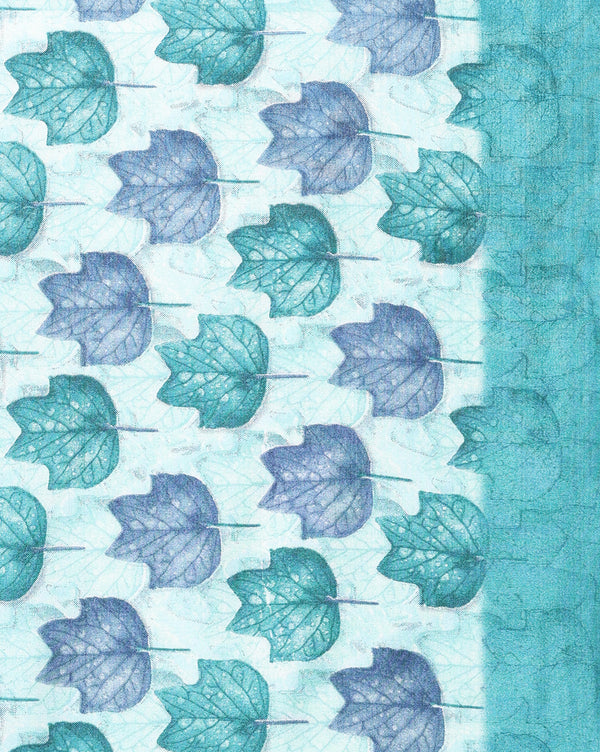 Indiehaat | Kashmiri Silk Printed Saree Light Blue & Teal