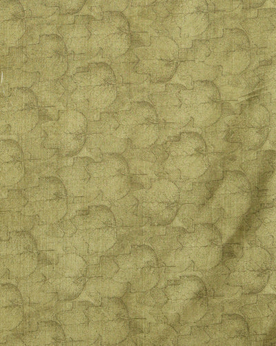 Indiehaat | Kashmiri Silk Printed Saree White & Olive Green