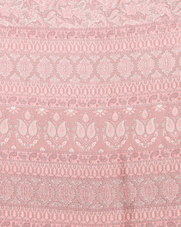 Indiehaat | Kashmiri Silk Printed Saree Dusty Rose & Mute