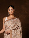 Indiehaat | Kashmiri Silk Printed Saree Light Brown & Beige
