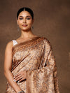 Indiehaat | Kashmiri Silk Printed Saree Tan & Brown