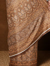 Indiehaat | Kashmiri Silk Printed Saree Tan & Brown