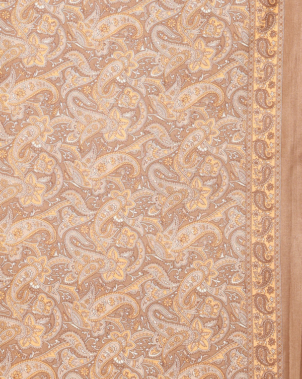 Indiehaat | Kashmiri Silk Printed Saree Tan & Brown