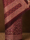 Indiehaat | Kashmiri Silk Printed Saree Maroon & Burgundy