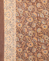 Indiehaat | Kashmiri Silk Printed Saree Dark Brown & Ligh