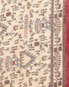 Indiehaat | Kashmiri Silk Printed Saree Beige & Maroon