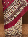 Indiehaat | Kashmiri Silk Printed Saree Beige & Magenta