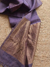 Indiehaat | Pure Handloom Silk Linen Saree Purple