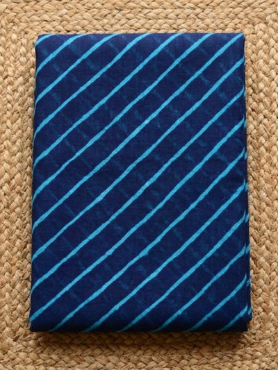 Indiehaat | Kota Doria Lehariya Bandhej Saree Blue