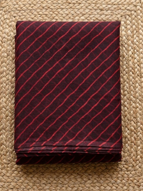 Indiehaat | Kota Doria Lehariya Bandhej Saree Red