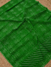 Indiehaat | Kota Doria Lehariya Bandhej Saree Green