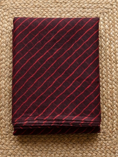 Indiehaat | Kota Doria Lehariya Bandhej Saree Red