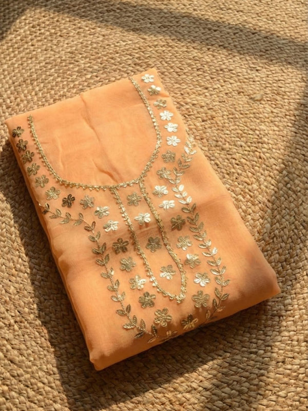 Indiehaat | Organza Silk Gota Patti Suit Set Orange