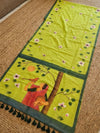 Indiehaat | Pure Mul Cotton HandPainted Saree Green